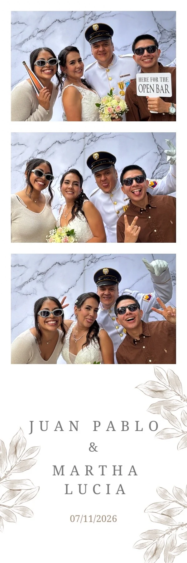 A real Look at You wedding photo strip with an elegant custom template