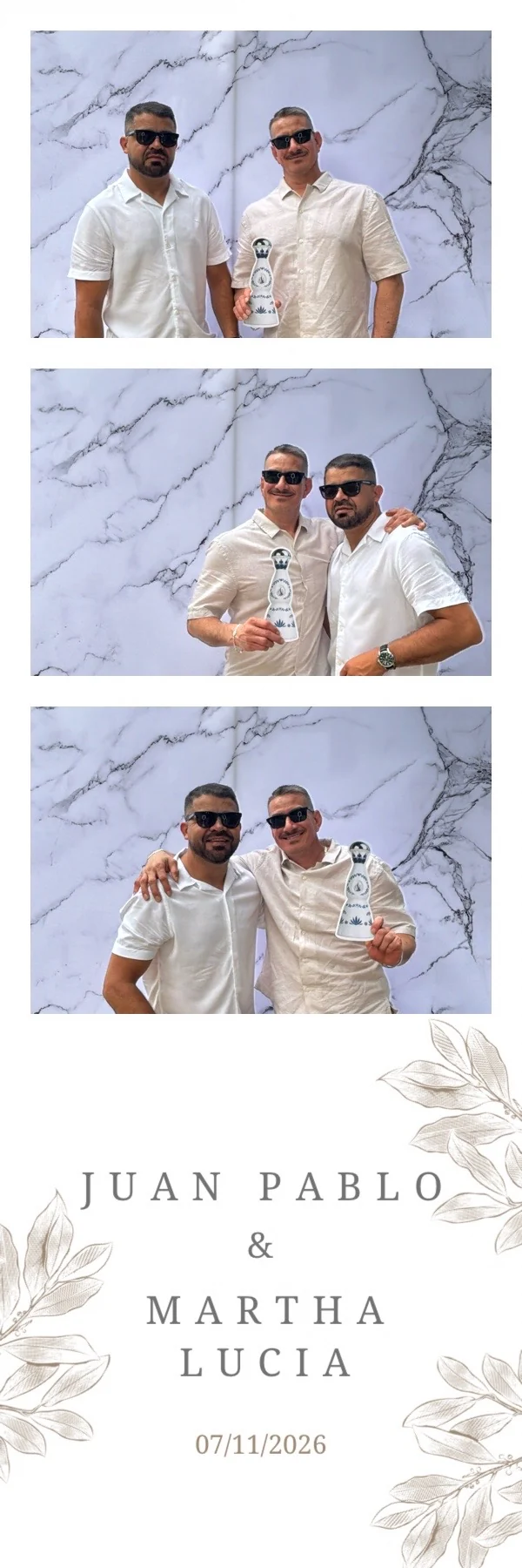 A real Look at You wedding photo strip of guests with props