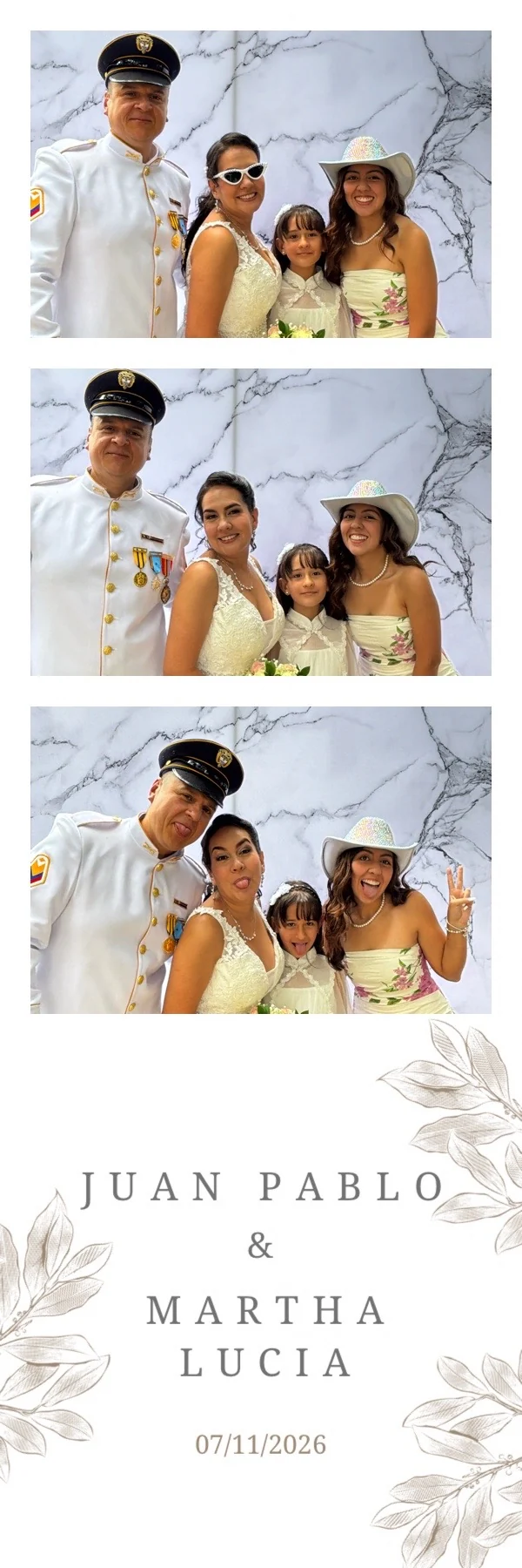 A real Look at You wedding photo strip of the wedding party